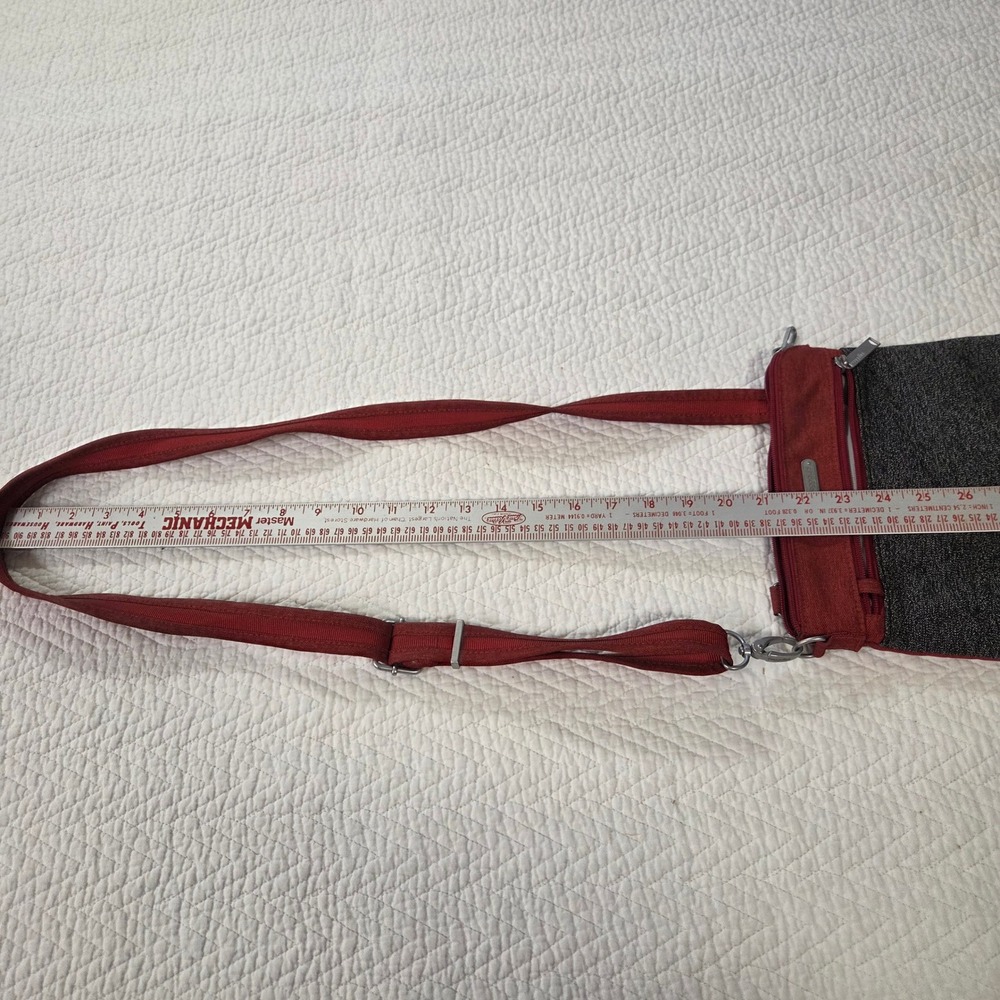 Baggallini Red Gray Two Tone Nylon Crossbody Travel Bag Adjustable Strap - Picture 8 of 8